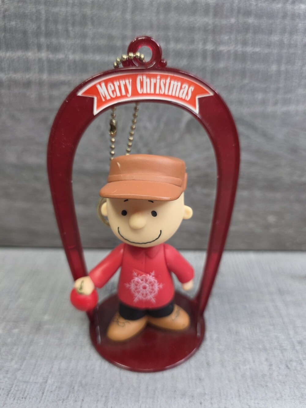 Peanuts Charlie Brown Bobblehead Christmas Ornament Clip-On Red Arch 127b